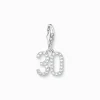 Cheap Charm-Anhänger Zahl 30 mit weißen Steinen Silber Damen Charms|Charms