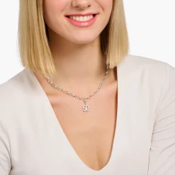 Clearance Charm-Anhänger Zahl 50 mit weißen Steinen Silber Damen Charms|Charms