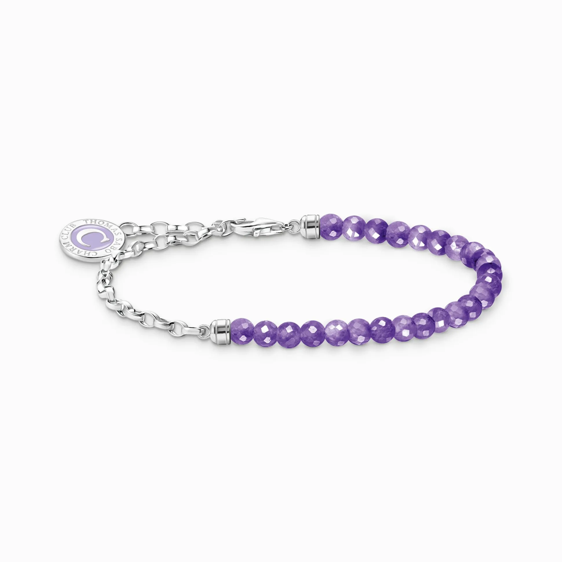 Best Charm-Armband mit Gliedern und imitiertem Amethyst Silber Damen Charm Armbänder|Charm Armbänder