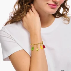 New Charm-Armband mit Goldbären Logo-Ring vergoldet Damen Armbänder|Charm Armbänder
