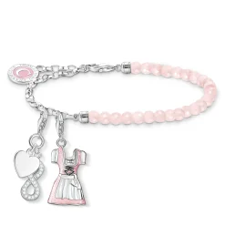 Best Sale Charm-Armband mit Rosenquarz-Beads und Coin Silber Damen Charm Armbänder|Charm Armbänder