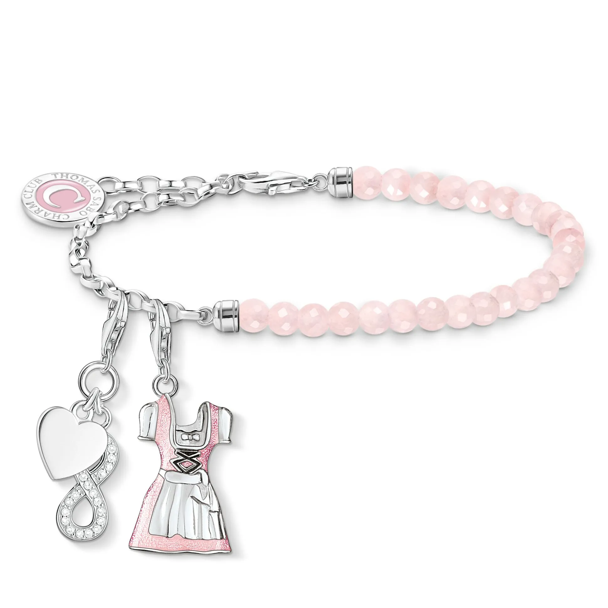 Best Sale Charm-Armband mit Rosenquarz-Beads und Coin Silber Damen Charm Armbänder|Charm Armbänder