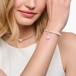 Outlet Charm-Armband mit weißen Perlen und Coin Silber Damen Charm Armbänder|Charm Armbänder