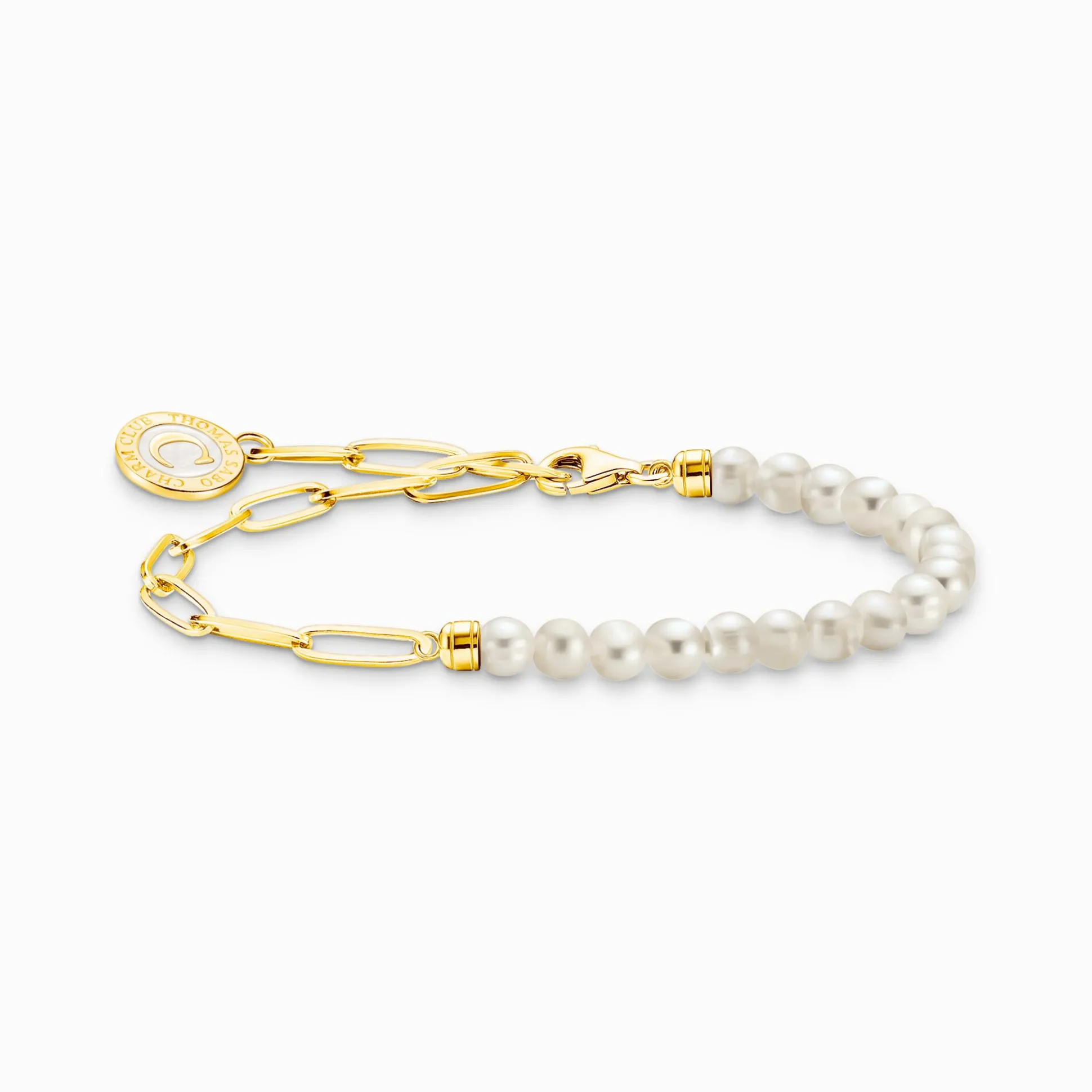Cheap Charm-Armband mit weißen Perlen und Coin vergoldet Damen Charm Armbänder|Charm Armbänder