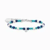 Flash Sale Charm-Armband mit weißen Perlen und blauen Beads Silber Damen Charm Armbänder|Charm Armbänder