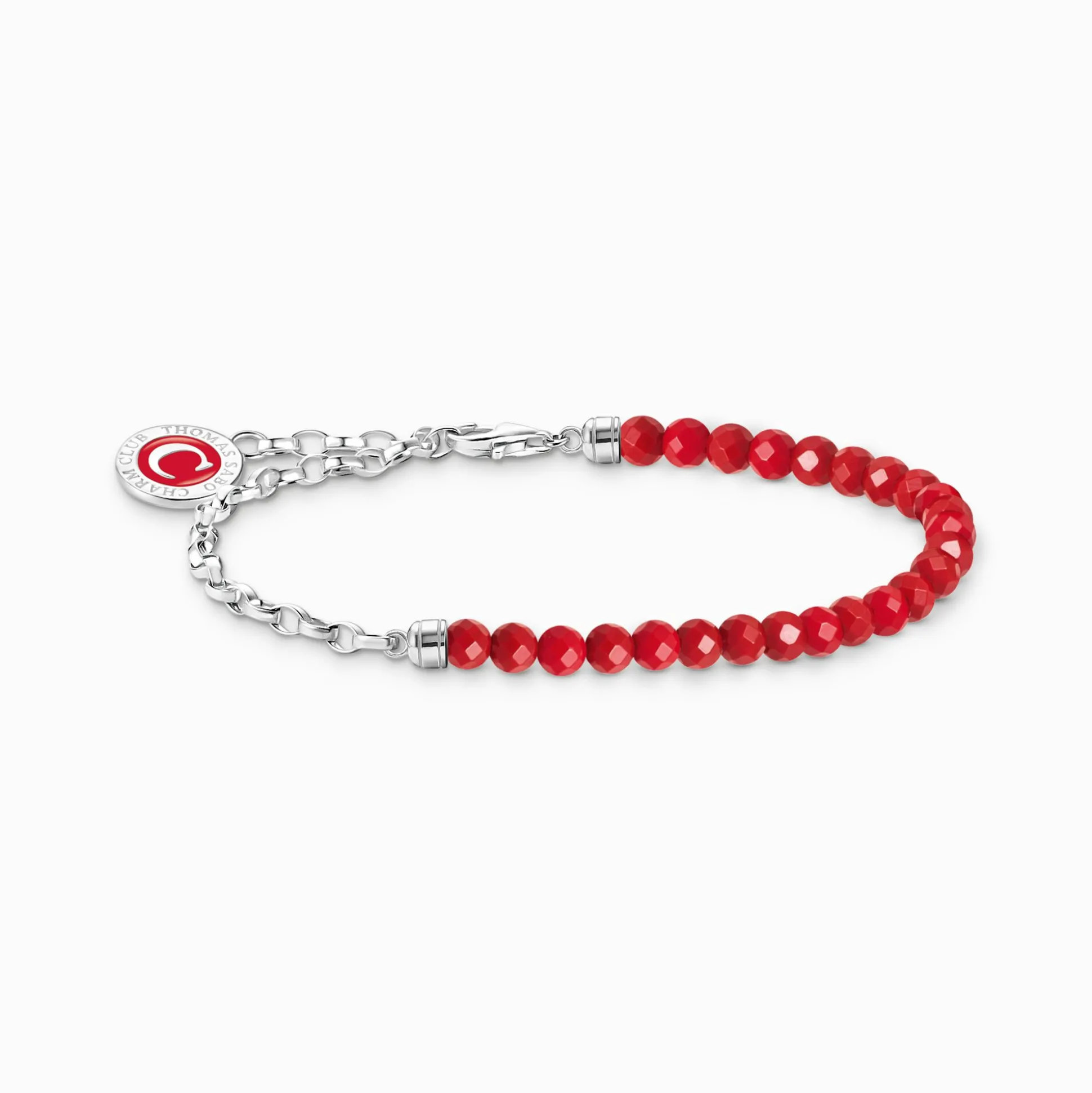 Cheap Charm-Armband rote Beads und Gliederelemente Silber Damen Charm Armbänder|Charm Armbänder
