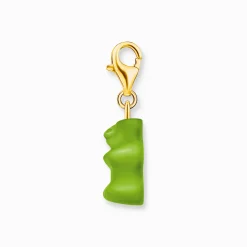 Hot Charm-Goldbären-Anhänger in Grün vergoldet Damen 18K Vergoldung - 925 Silber|Charms
