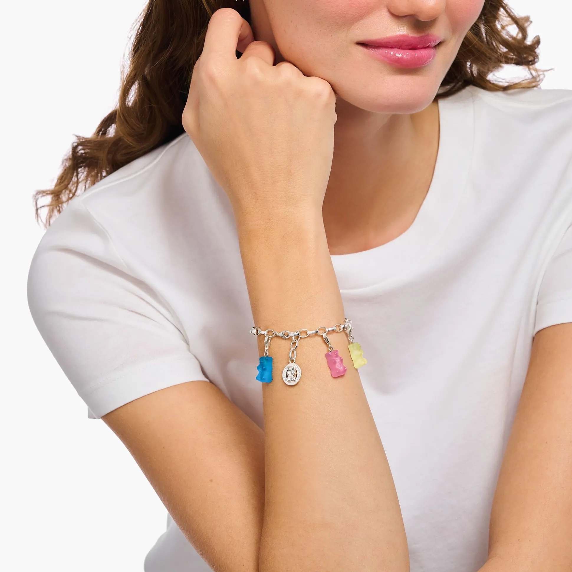 Online Charm-Goldbären-Anhänger in Pink Silber Damen Charms|Charms