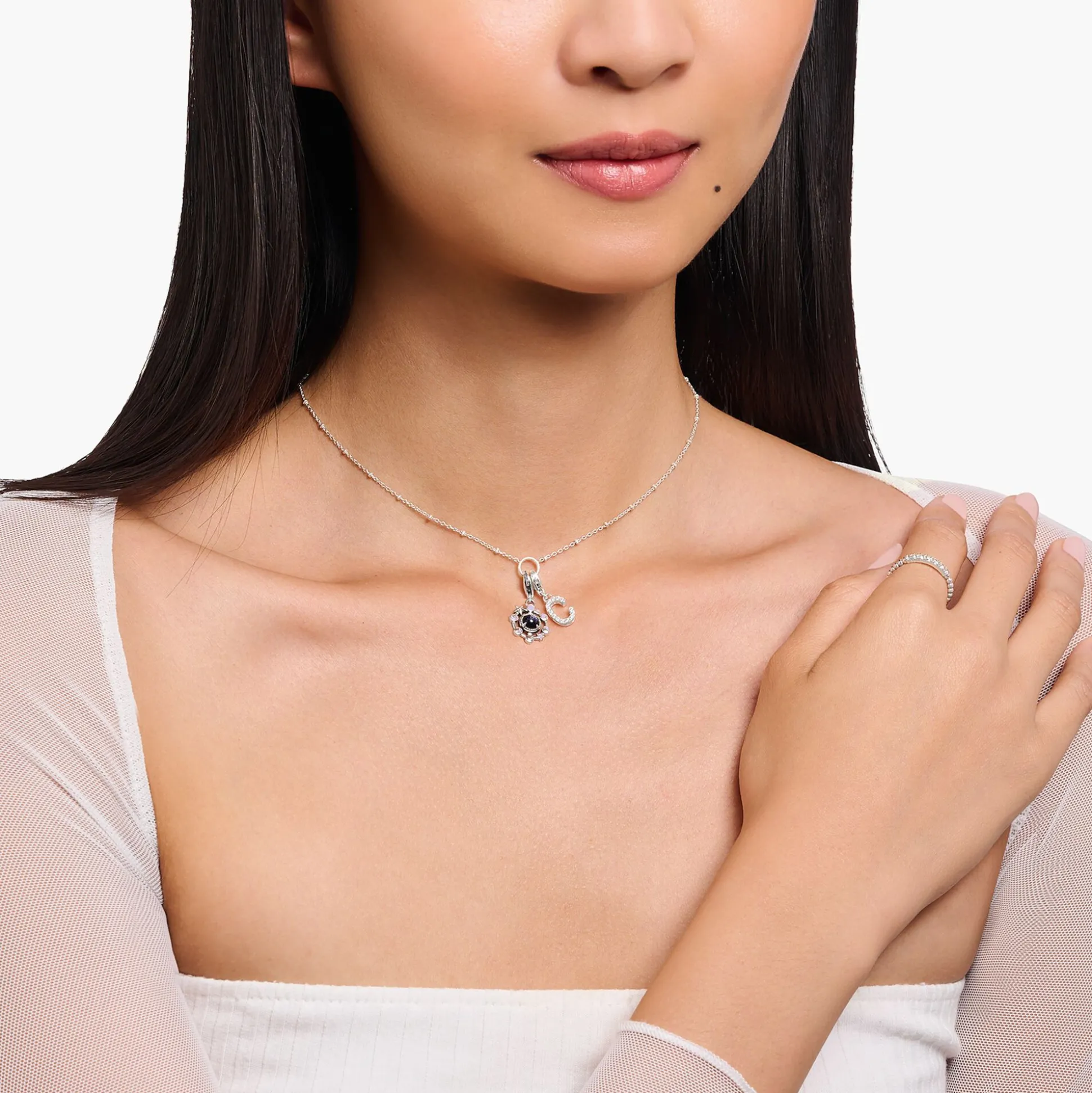 Cheap Charm-Kette mit Kugeln und Coin Silber Damen Charm Ketten|Charm Ketten