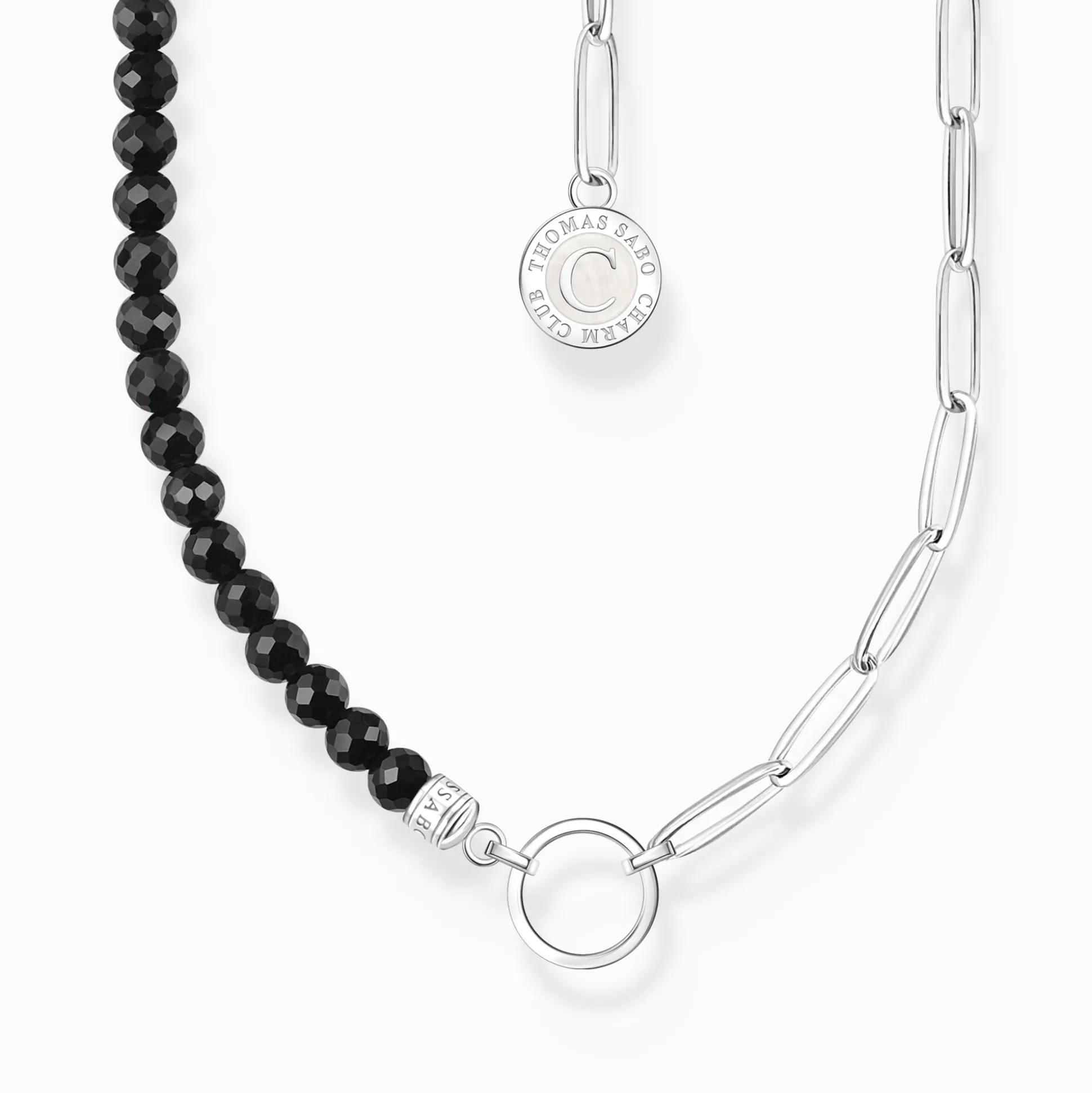 Sale Charm-Kette mit Obsidian-Beads und Coin Silber Damen Charm Ketten|Charm Ketten