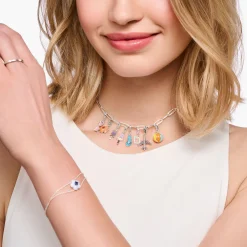 Shop Charm-Kette mit weißem Coin Silber Damen Charm Ketten|Charm Ketten