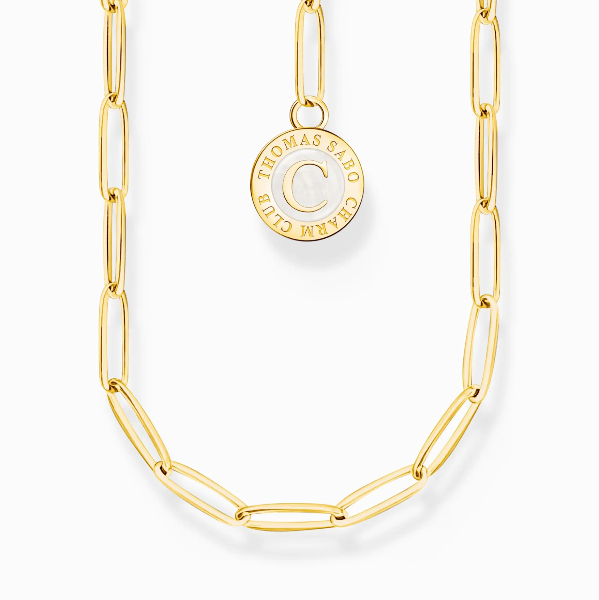 Hot Charm-Kette mit weißem Coin vergoldet Damen Charm Ketten|Charm Ketten
