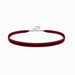 Sale Choker aus rotem Samt Silber Damen Halsketten