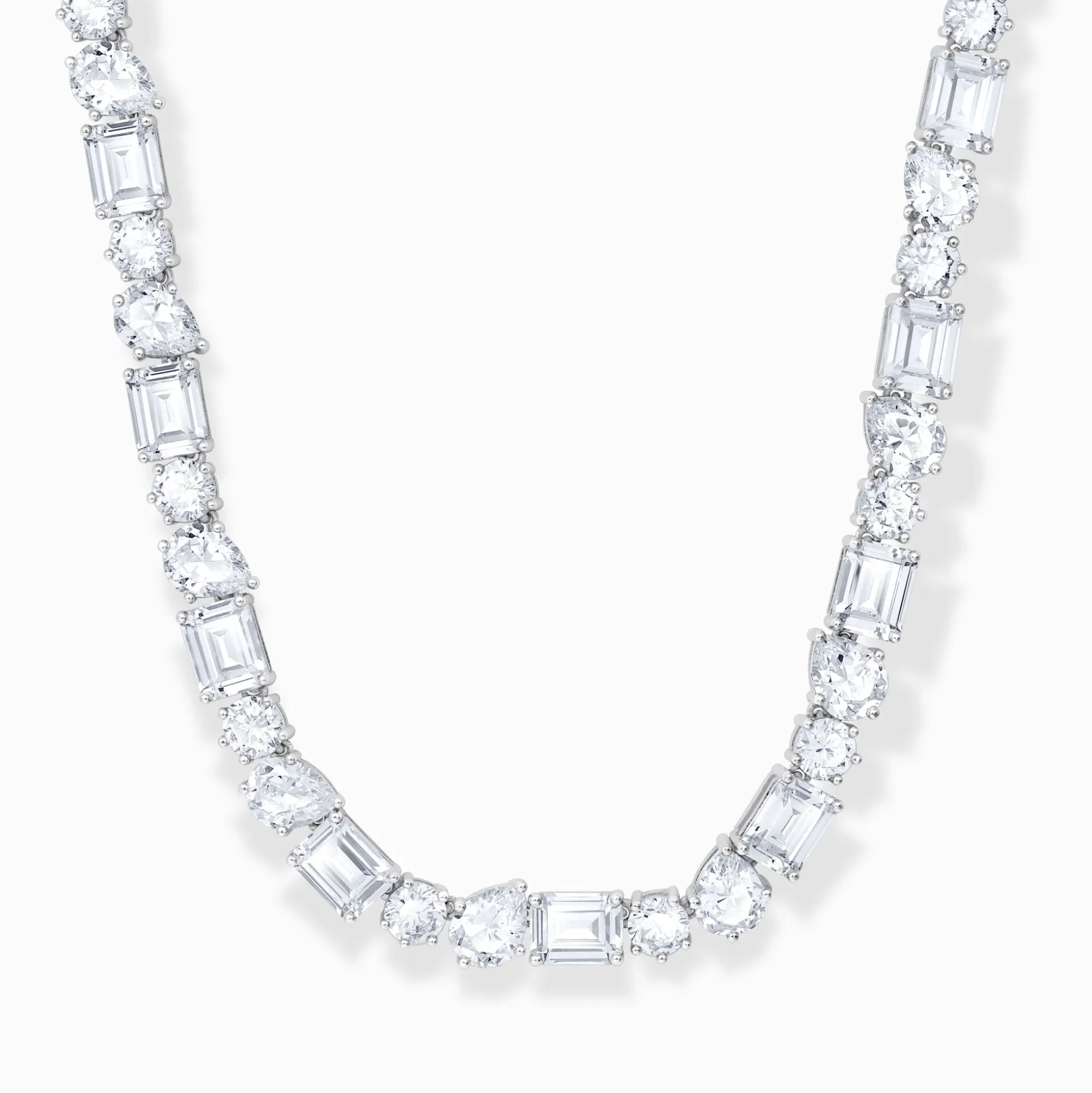 Flash Sale Choker mit weißen Steinen in drei Schliffarten Silber Damen Halsketten|925 Silber