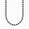 Online Choker-Kette mit schwarzen Steinen Silber geschwärzt Damen Halsketten|925 Silber