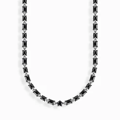 Online Choker-Kette mit schwarzen Steinen Silber geschwärzt Damen Halsketten|925 Silber