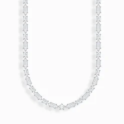 New Choker-Kette mit weißen Steinen Silber Damen Halsketten|925 Silber