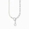 Discount Collier aus Süßwasserzuchtperlen und Gliederkette mit weißen Steinen Silber Damen Halsketten