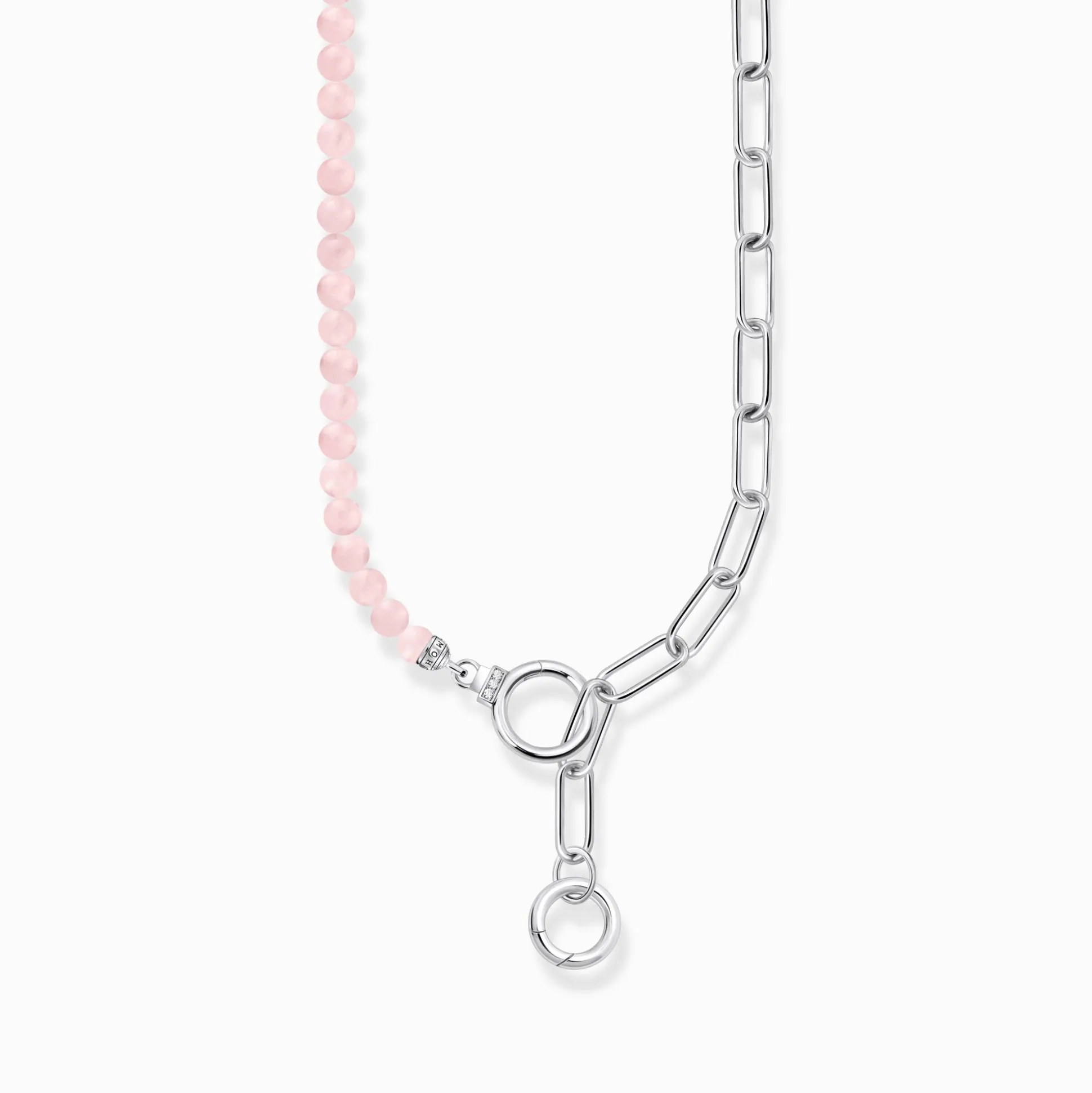 Best Sale Collier mit Gliederkettenelementen und rosa Beads Silber Damen Halsketten|925 Silber