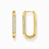 Flash Sale Creolen Ankerelement mit weißen Steinen vergoldet Damen Creolen|18K Vergoldung - 925 Silber