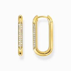 Flash Sale Creolen Ankerelement mit weißen Steinen vergoldet Damen Creolen|18K Vergoldung - 925 Silber