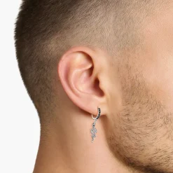 Best Creolen geschwärzt Schlange und Schwert Herren Ohrstecker & Creolen|925 Silber