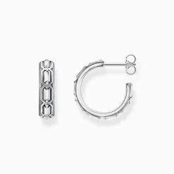 Clearance Creolen Krokodilpanzer-Struktur Silber geschwärzt Herren Ohrstecker & Creolen|925 Silber