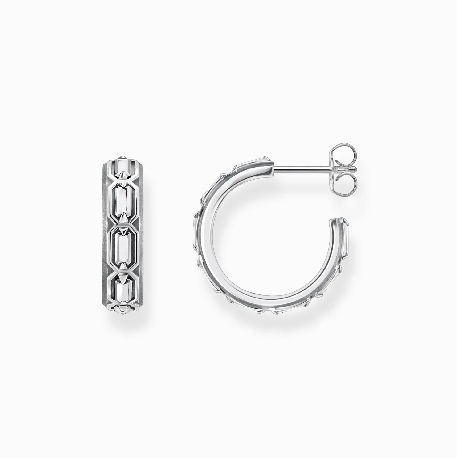 Clearance Creolen Krokodilpanzer-Struktur Silber geschwärzt Herren Ohrstecker & Creolen|925 Silber