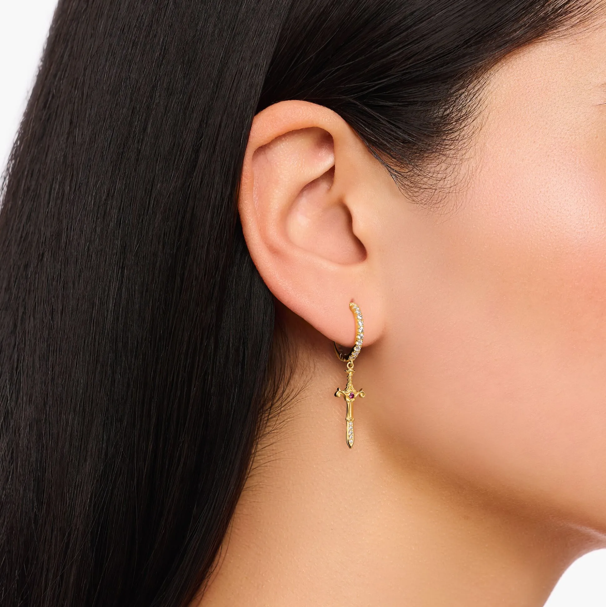 Discount Creolen mit Anhänger Tempting Romance vergoldet Damen Creolen|18K Vergoldung - 925 Silber