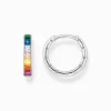 New Creolen mit bunten Steinen Pavé Silber Damen Creolen|925 Silber