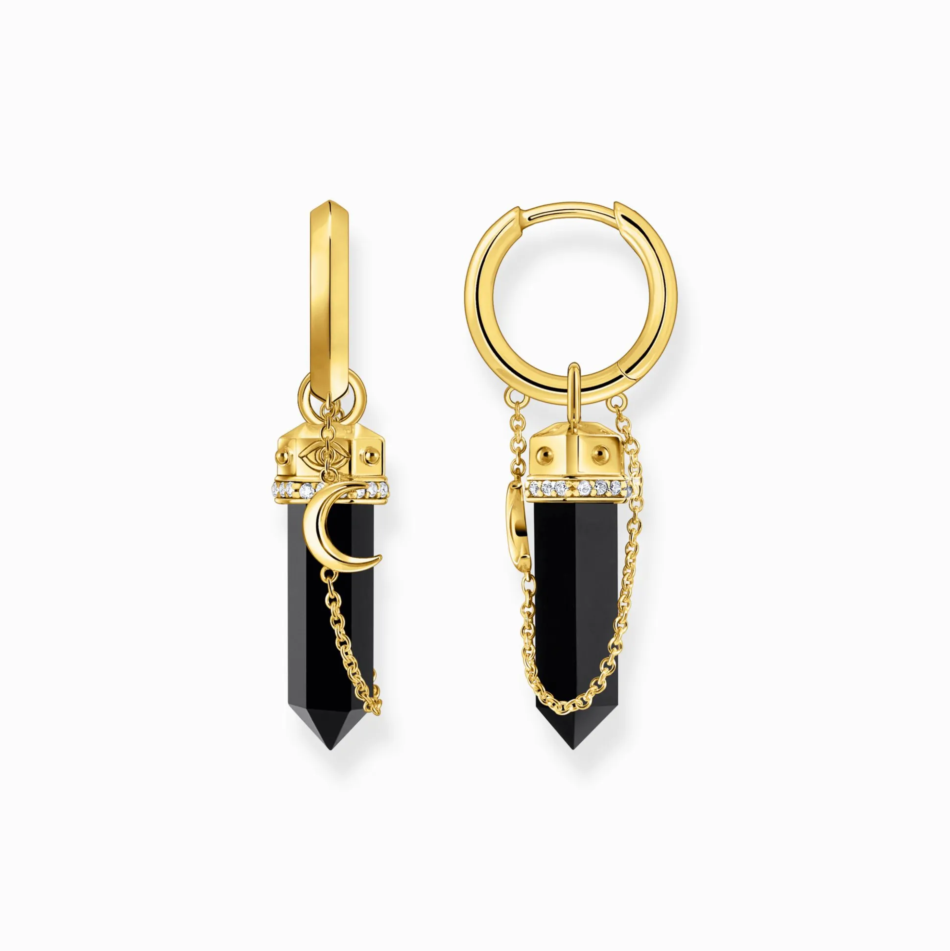 Cheap Creolen mit Onyx-Anhänger und Kette vergoldet Damen Creolen|18K Vergoldung - 925 Silber