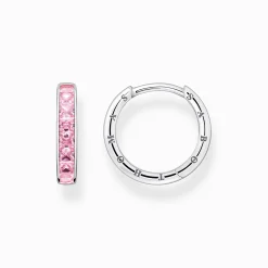 Cheap Creolen mit pinken Steinen Pavé Silber Damen Creolen|925 Silber