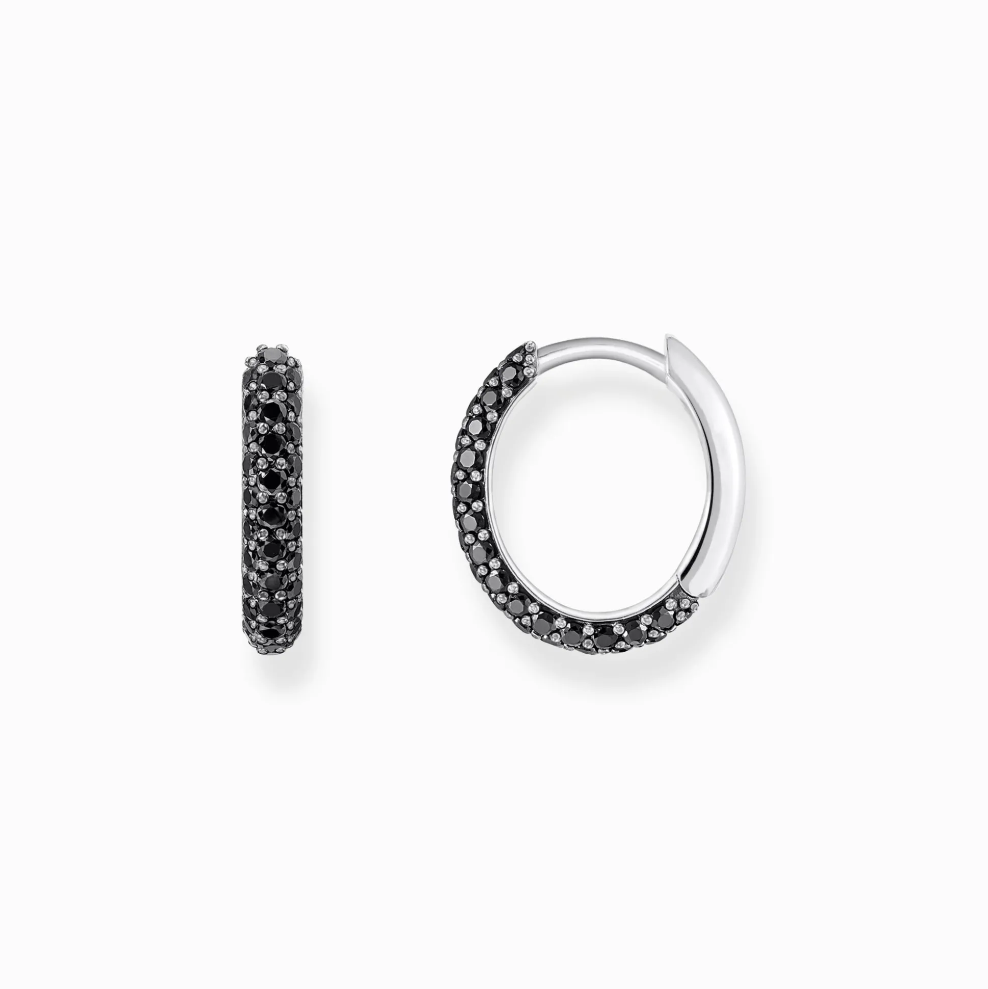 Cheap Creolen mit schwarzem Zirkonia-Pavé Silber geschwärzt Damen Creolen|925 Silber