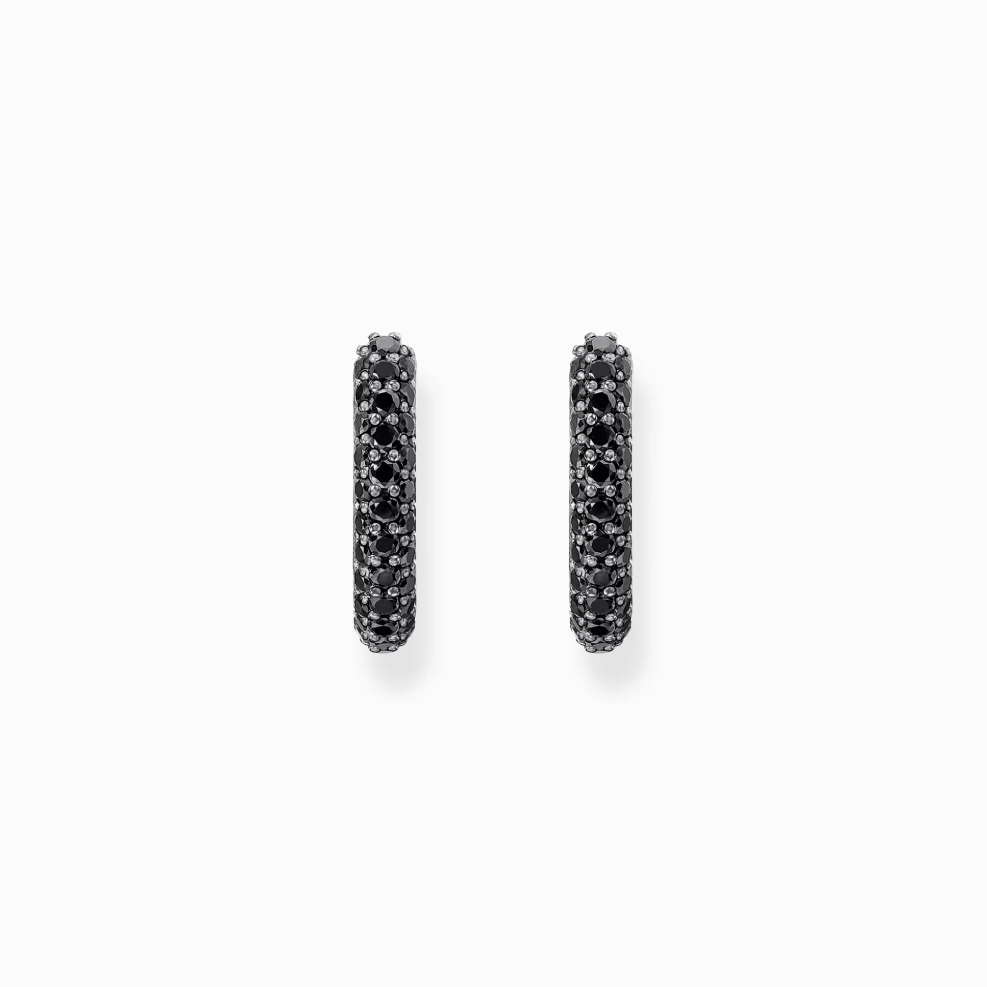Cheap Creolen mit schwarzem Zirkonia-Pavé Silber geschwärzt Damen Creolen|925 Silber