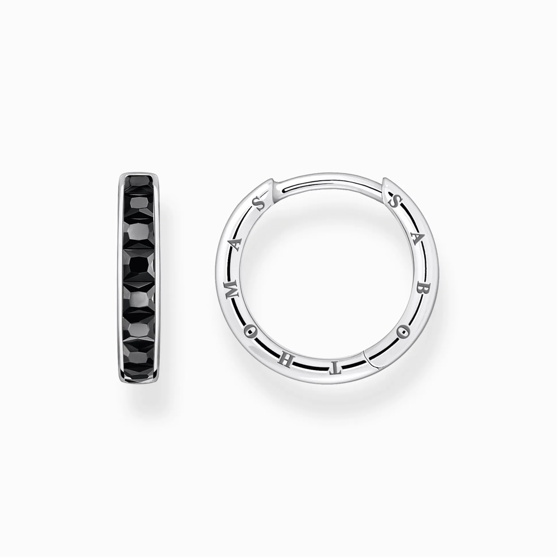 Cheap Creolen mit schwarzen Steinen Pavé Silber Damen Creolen
