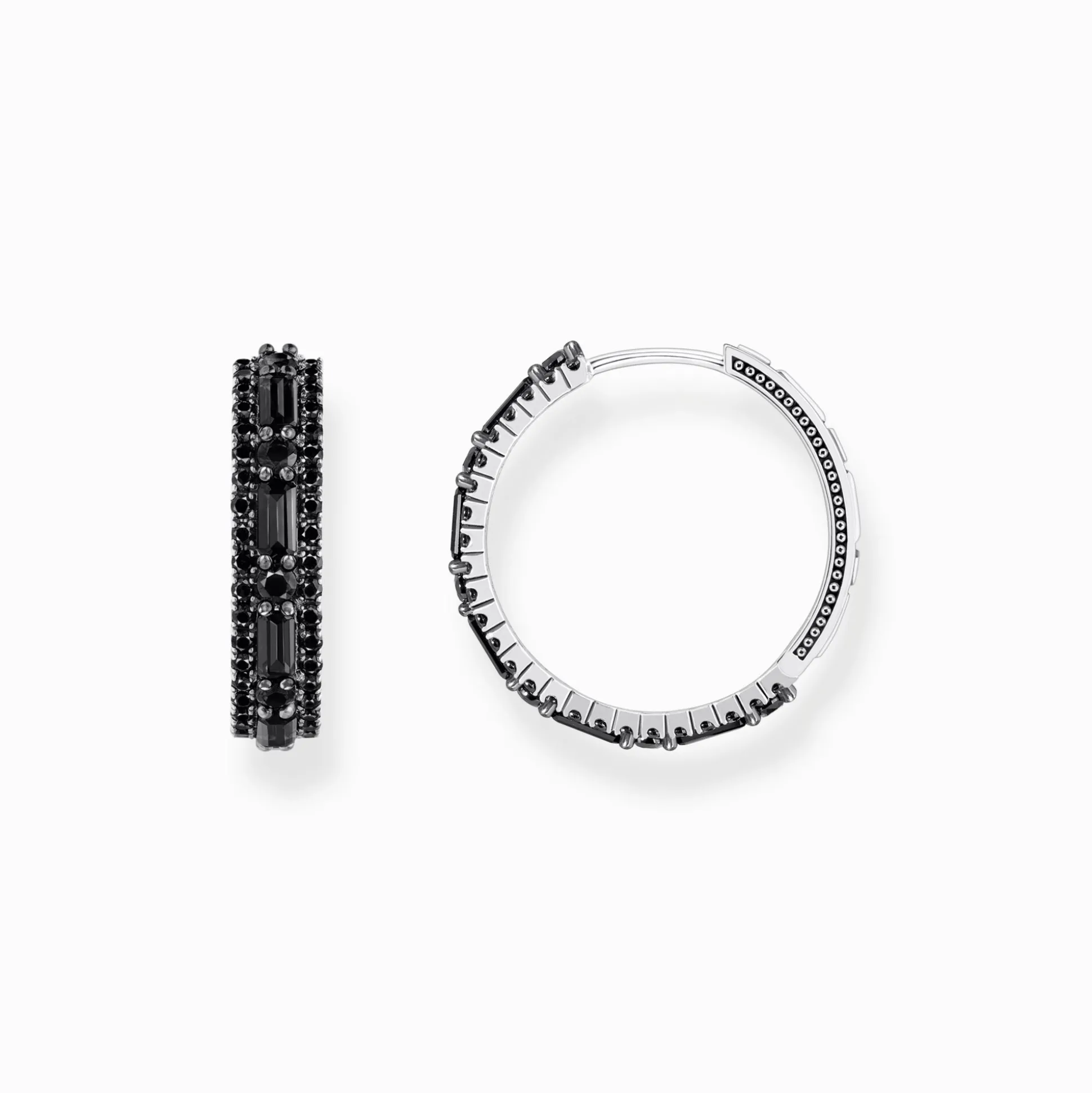 Shop Creolen mit schwarzen Steinen Silber geschwärzt Damen Creolen|925 Silber