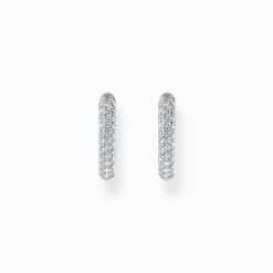 Clearance Creolen mit weißem Zirkonia-Pavé Silber Damen Creolen|925 Silber