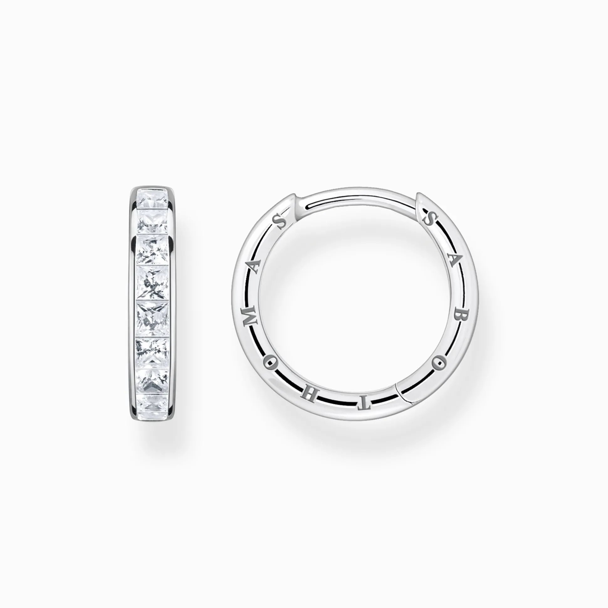 Outlet Creolen mit weißen Steinen Pavé Silber Damen Creolen