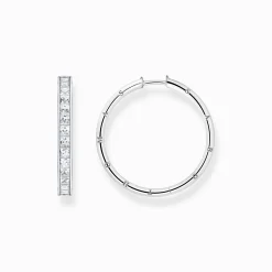 Clearance Creolen weiße Steine Pavé silber Damen Creolen