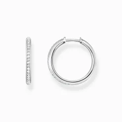 Sale Creolen weiße Steine Pavé silber Damen Creolen