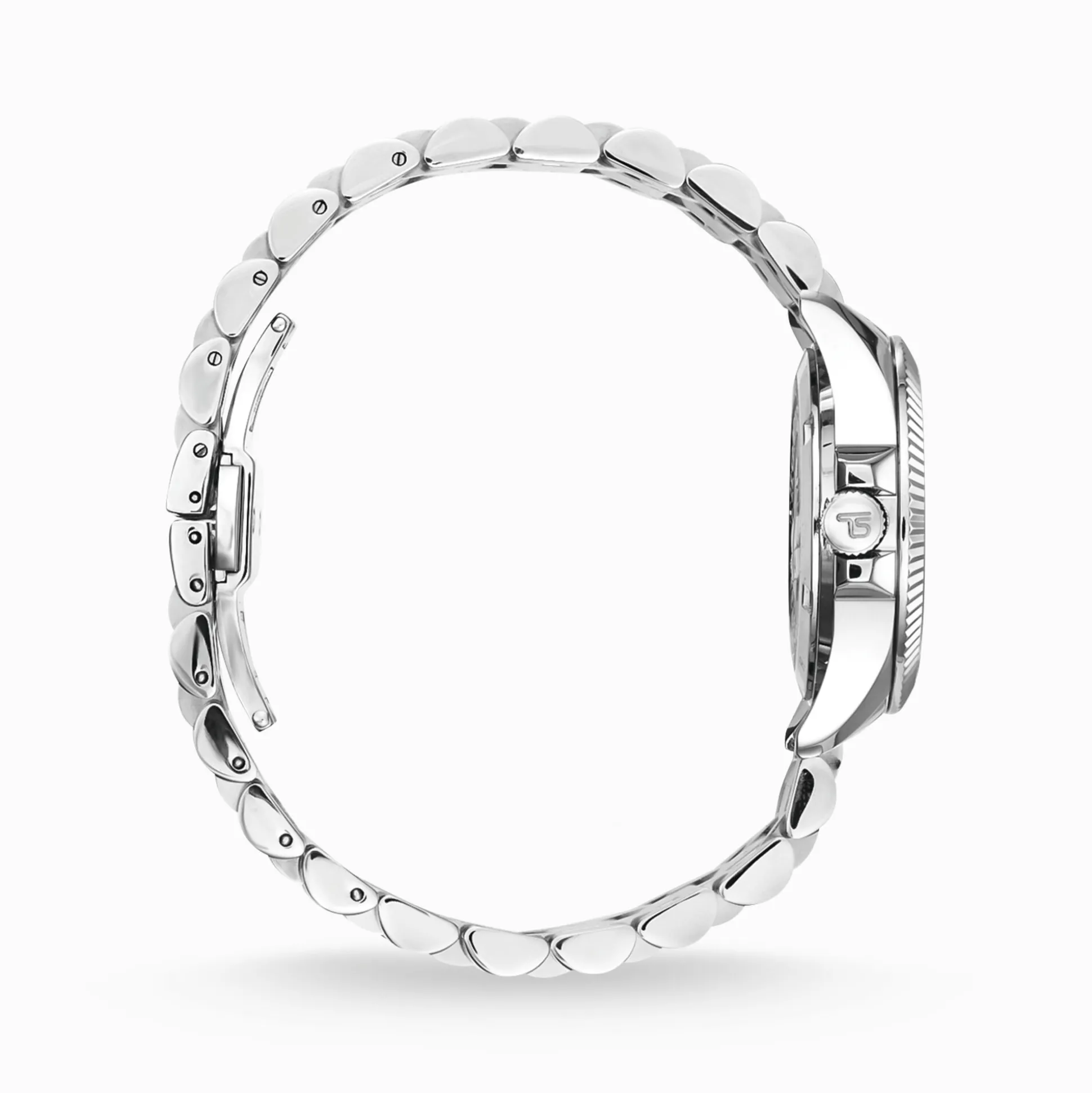 Store Damenuhr mit 33 mm, schwarzem Zifferblatt und weißen Blumen silberfarben Damen Uhren|Damenuhren
