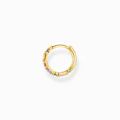 Clearance Einzel Creole bunte Steine gold Damen Creolen