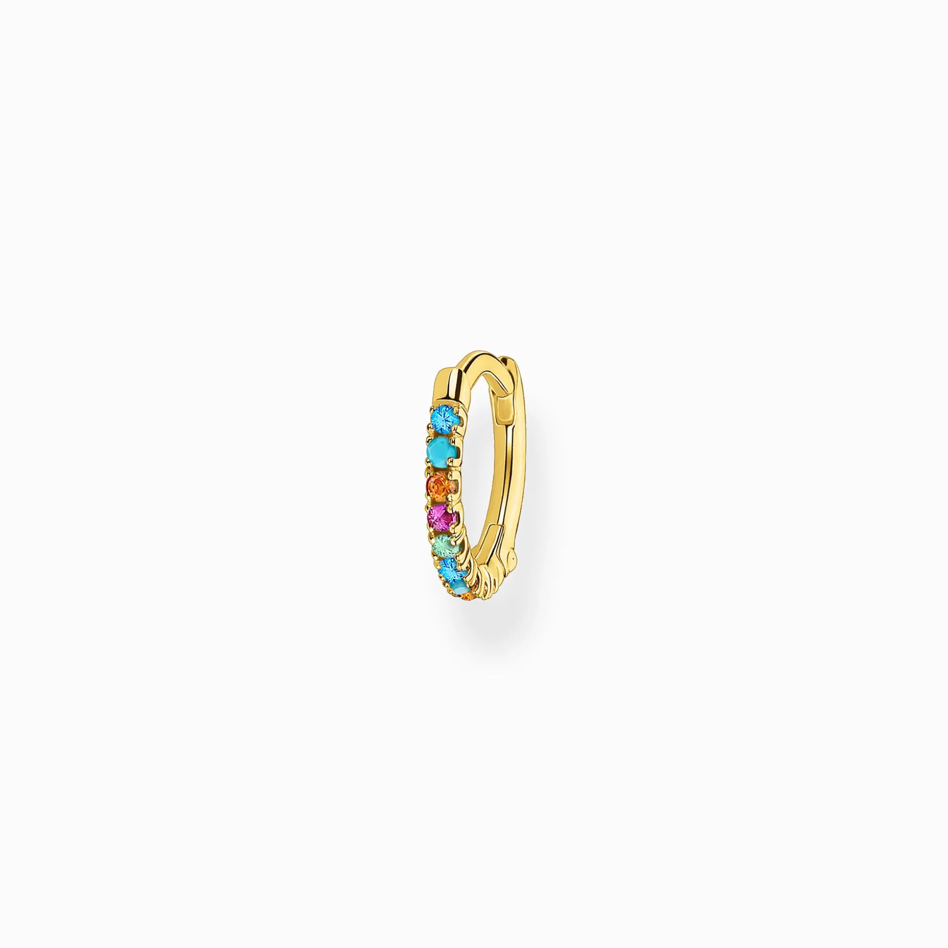 Hot Einzel Creole farbige Steine gold Damen Creolen|18K Vergoldung - 925 Silber