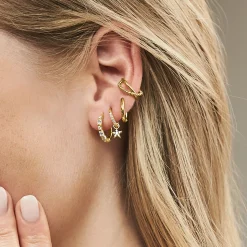 Hot Einzel Creole klassisch gold Damen Creolen|18K Vergoldung - 925 Silber