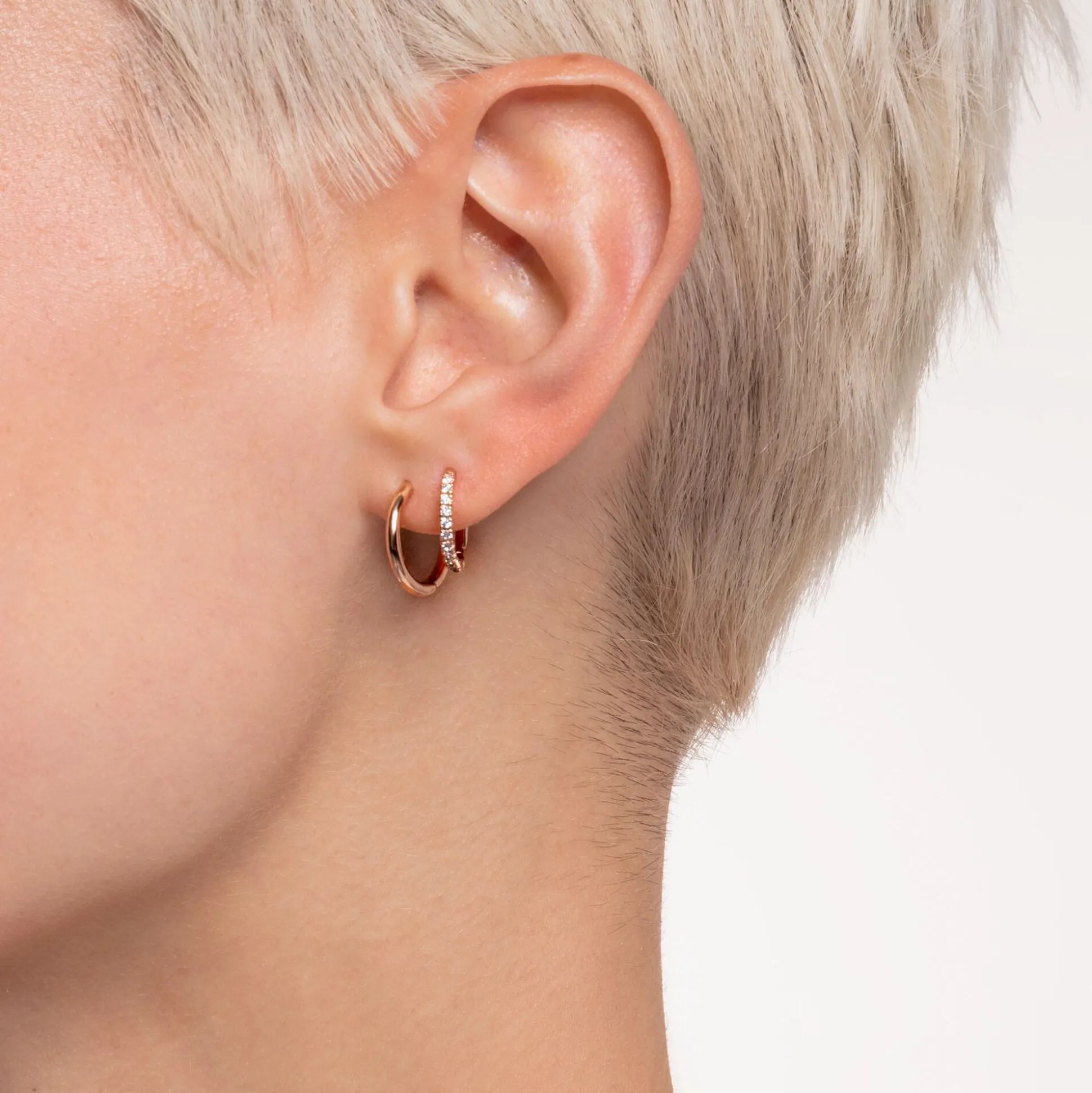 Discount Einzel Creole klassisch roségold Damen Creolen|18K Rosé-Vergoldung - 925 Silber