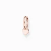 Clearance Einzel Creole mit Herz Anhänger roségold Damen Creolen|18K Rosé-Vergoldung - 925 Silber