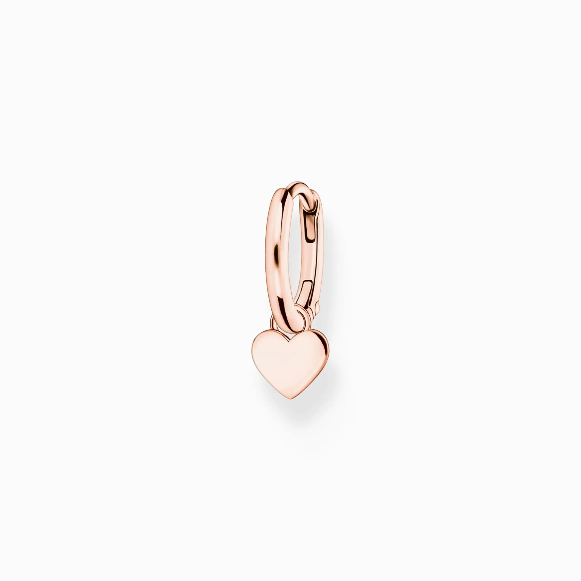 Clearance Einzel Creole mit Herz Anhänger roségold Damen Creolen|18K Rosé-Vergoldung - 925 Silber