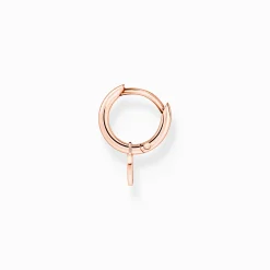 Clearance Einzel Creole mit Herz Anhänger roségold Damen Creolen|18K Rosé-Vergoldung - 925 Silber