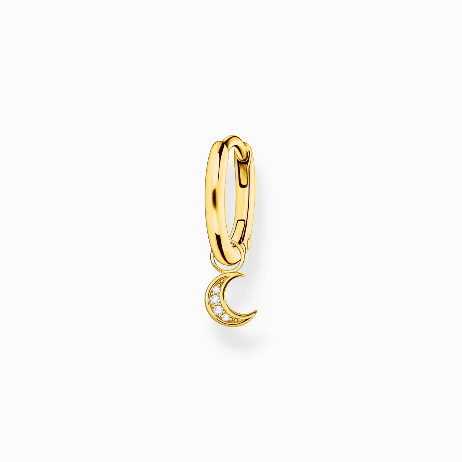 Clearance Einzel Creole mit Mond Anhänger gold Damen Creolen