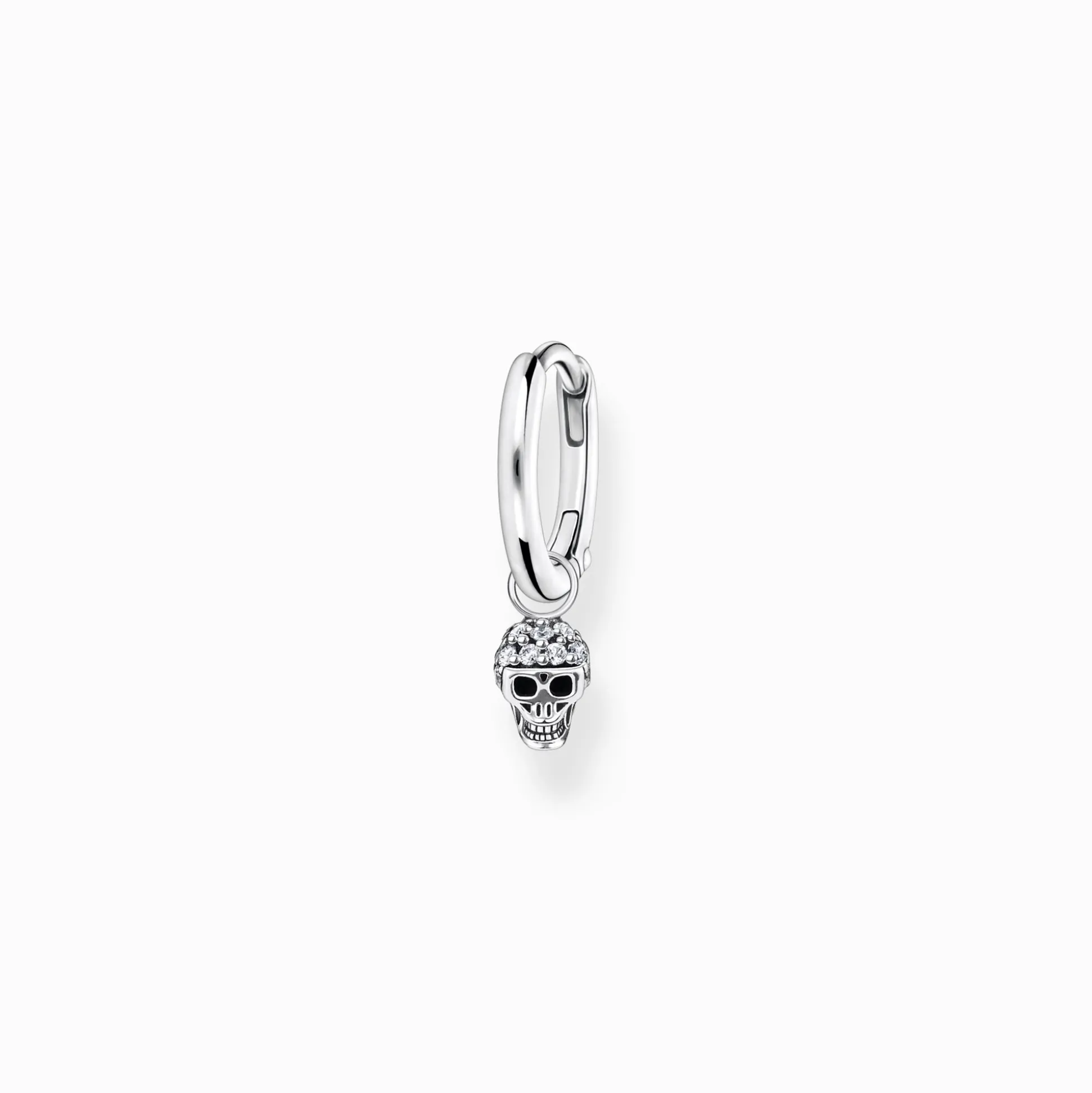 Cheap Einzel Creole mit Totenkopf Anhänger silber Damen Creolen